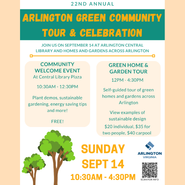 promotional flyer for Arlington Green Community Tour & Celebration